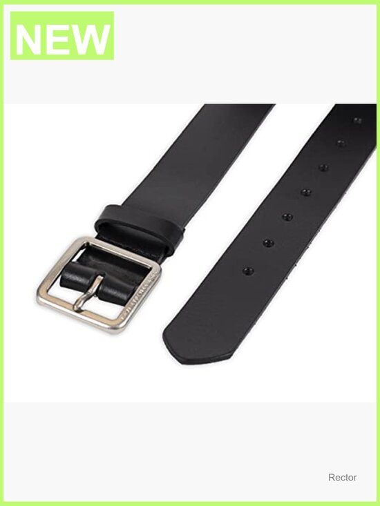 Genuine Leather Belt with Square Buckle for Jeans & Dresses, 1.38\